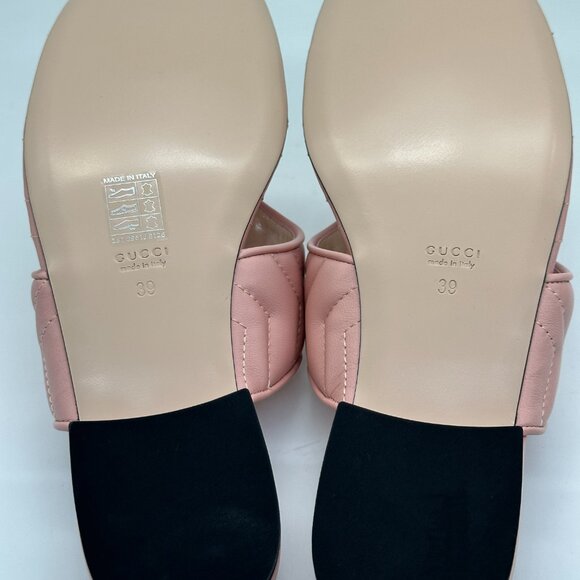 Gucci Marmont GG Padded Chevron Matelasse Leather Thong Flat Sandals Shoes - Picture 15 of 16